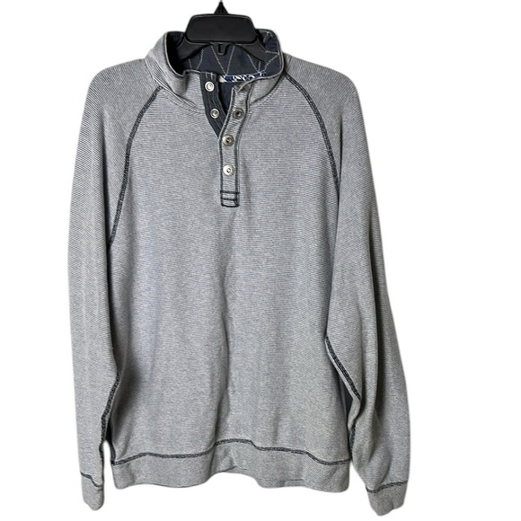 Tommy Bahama striped,snap ,pullover sweater , sz L,cotton blend ,coastal,sporty - Picture 1 of 12